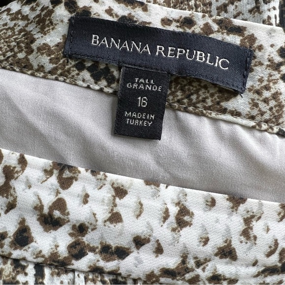 Banana Republic Ivory Brown Black Snake Animal print Pleated Midi Skirt Sz 16 - Picture 6 of 9